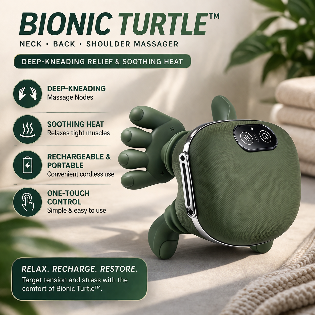 Bionic Turtle™ Neck, Shoulder, & Body Massager - Heated